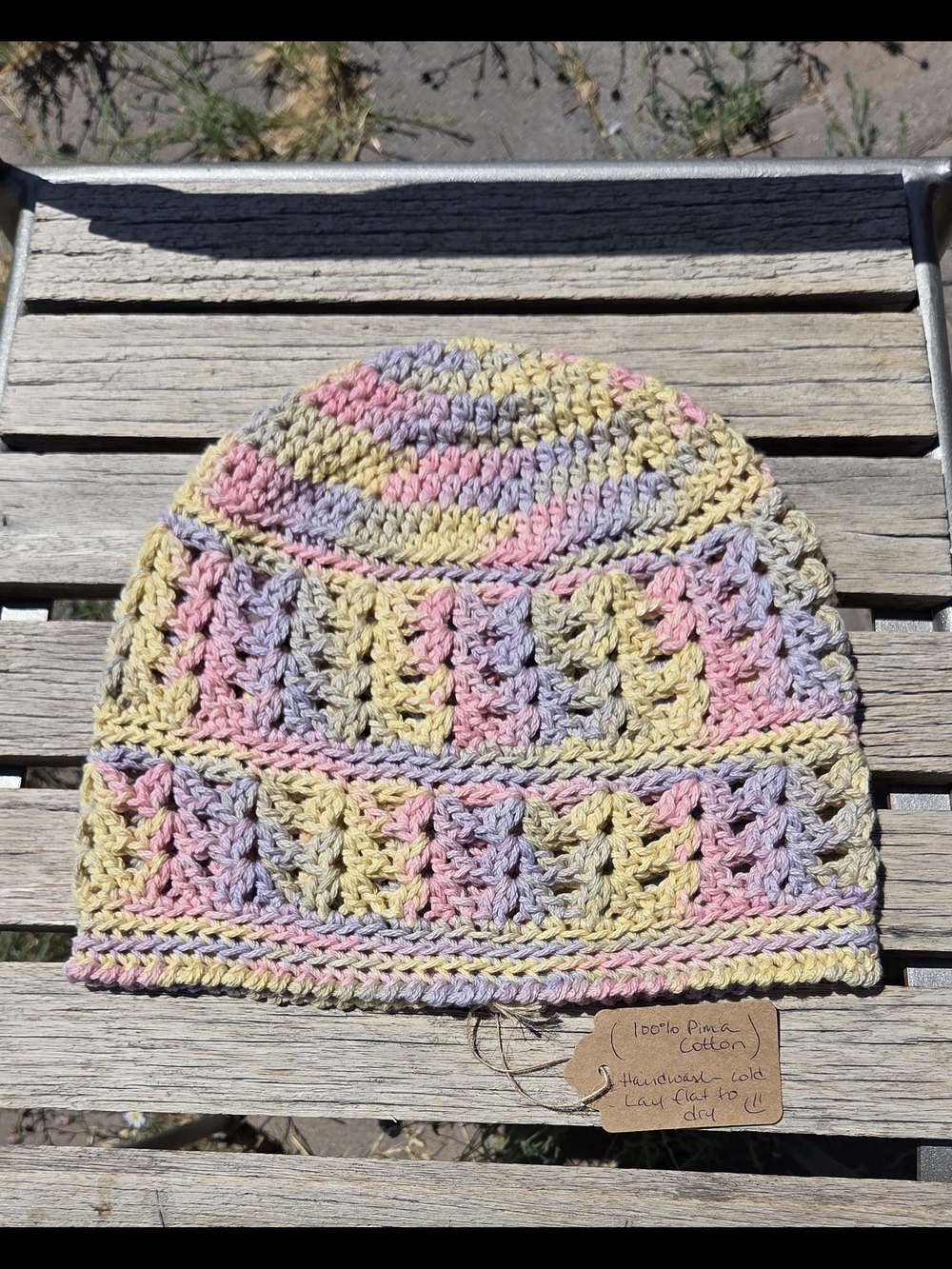 Artisan Handmade Lightweight Pima Cotton Crochet "My Peeps" 4-Seasons Beanie Hat